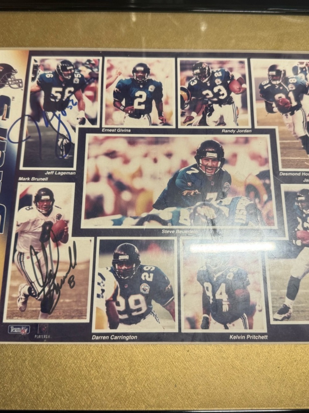 Framed Jacksonville Jaguars Collage Print photo signed